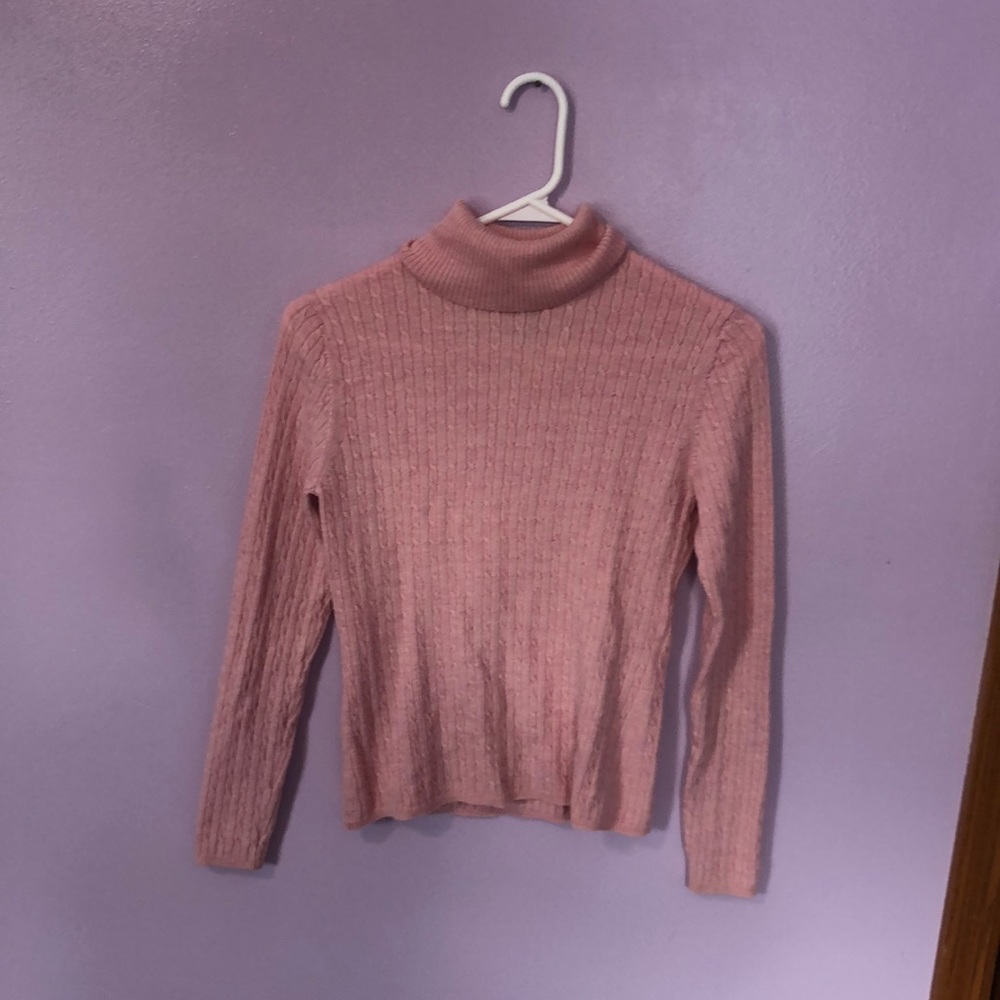 Brooks Brothers Pink Merino Wool/Silk/Cashmere Turtleneck Sweater